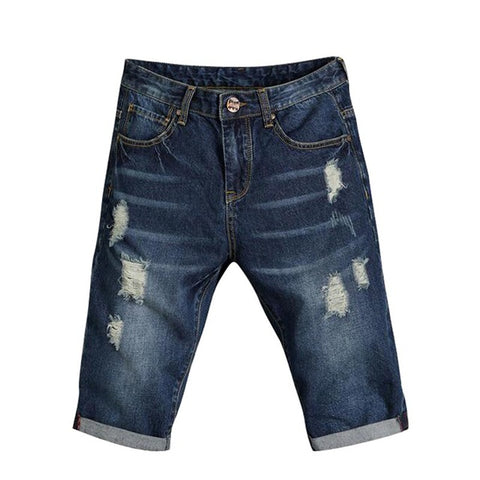 Knee-length Distressed Jean Shorts