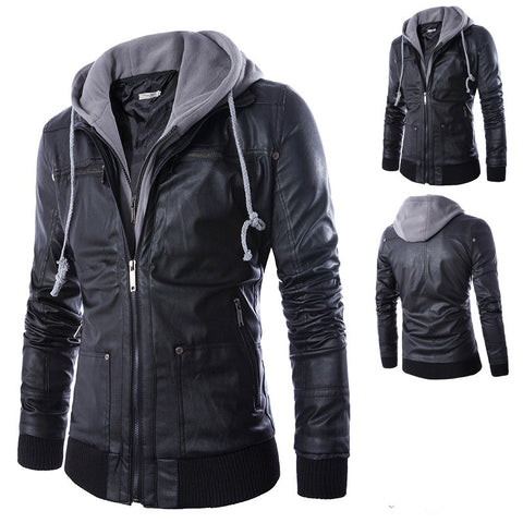 Hooded Faux Leather Jacket